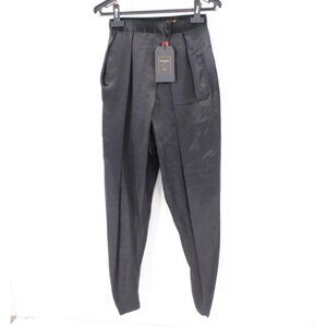 NWT Balmain x HM pants Womens 2 Black Draped Satin Trousers Pants wrap over silk